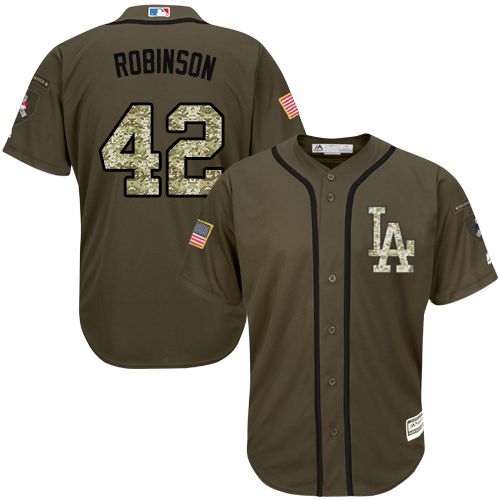 Los Angeles Dodgers #42 Jackie Robinson Green Salute to Service Stitched MLB Jersey