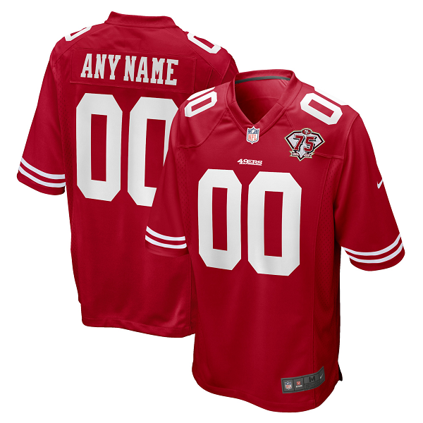 Men's San Francisco 49ers Nike Scarlet 75th Anniversary Custom Limited Jersey