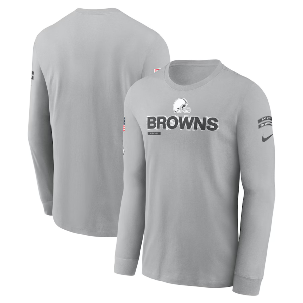 Men's Nike Gray Cleveland Browns 2024 Salute To Service Long Sleeve T-Shirt