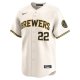 Men's Milwaukee Brewers Christian Yelich Nike Cream Home Limited Player Jersey