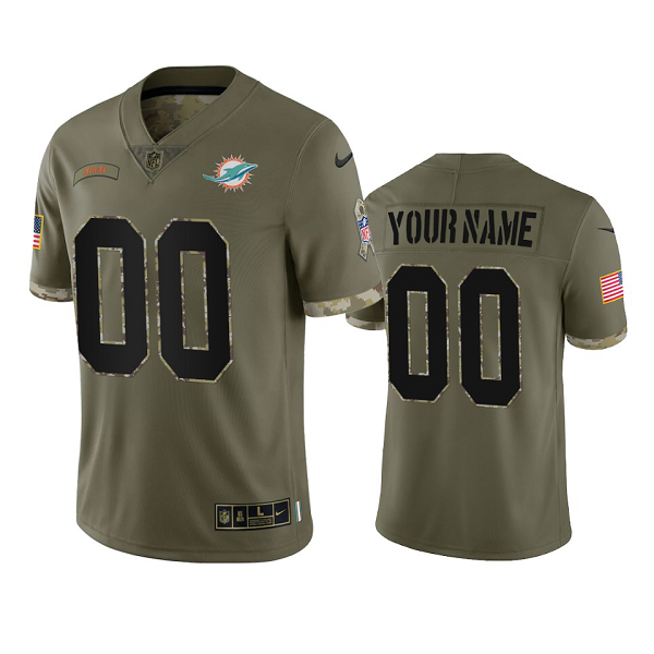 Miami Dolphins Custom #00 Olive 2022 Salute To Service Limited Jersey