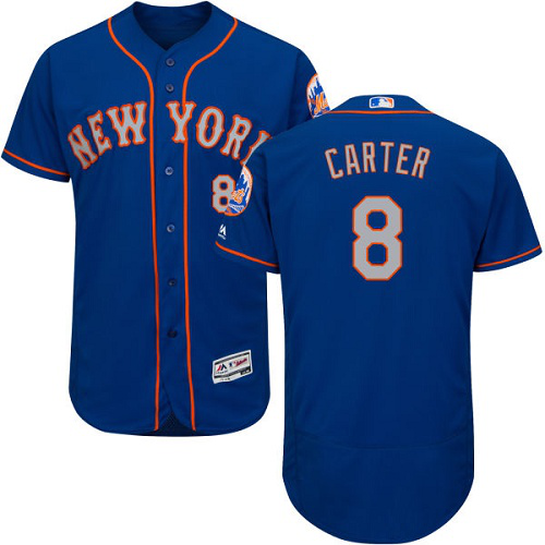 New York Mets #8 Gary Carter BlueGrey NO Flexbase Collection Stitched MLB Jersey