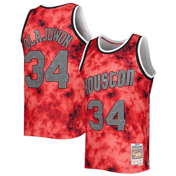 Men's Houston Rockets Hakeem Olajuwon Mitchell & Ness Red 1993/94 Galaxy Swingman Jersey