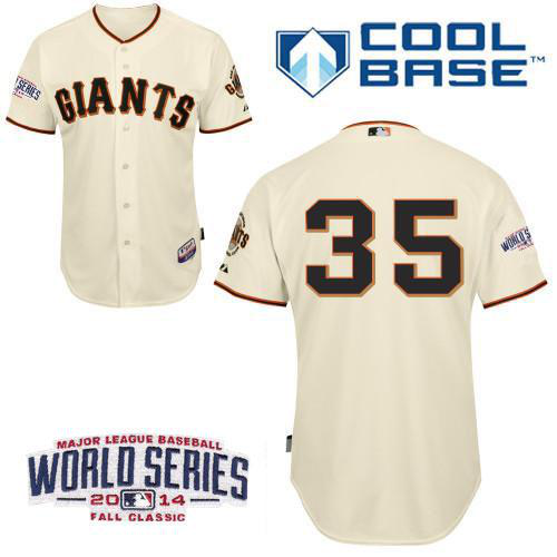 San Francisco Giants #35 Brandon Crawford Cream Cool Base W/2014 World Series Patch Stitched MLB Jersey