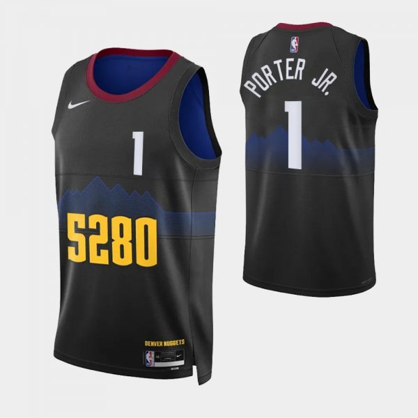 2023-24 City Edition Denver Nuggets #1 Michael Porter Jr. Black 5280 Swingman Jersey