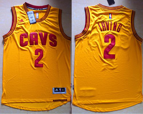 Men's Cleveland Cavaliers #2 Kyrie Irving Yellow Alternate Stitched NBA Jersey