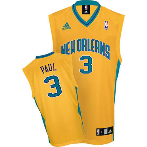 Men's New Orleans Pelicans #3 Chris Paul Stitched Yellow NBA Jersey