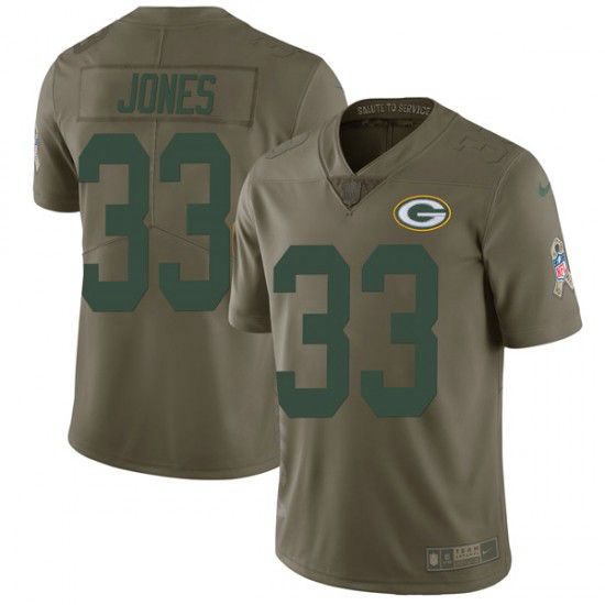 Men's Nike Green Bay Packers #33 Aaron Jones Limited Green 2017 Salute to Service Jersey