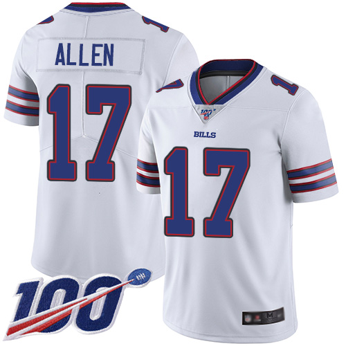 Buffalo Bills #17 Josh Allen White Men's Stitched NFL 100th Season Vapor Limited Jersey