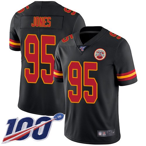 Kansas City Chiefs #95 Chris Jones Black Youth Stitched NFL Limited Rush 100th Season Jersey