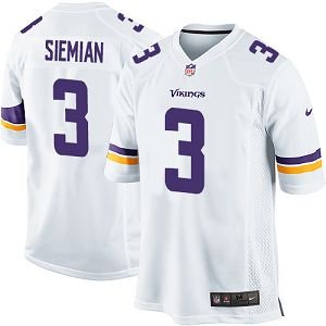 Men's Nike Minnesota Vikings #3 Trevor Siemian Game White Road NFL Jersey