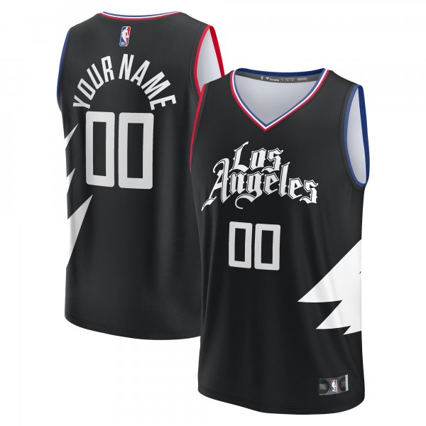 Men's LA Clippers  Fanatics Black  Fast Break Custom Replica Jersey - Statement Edition