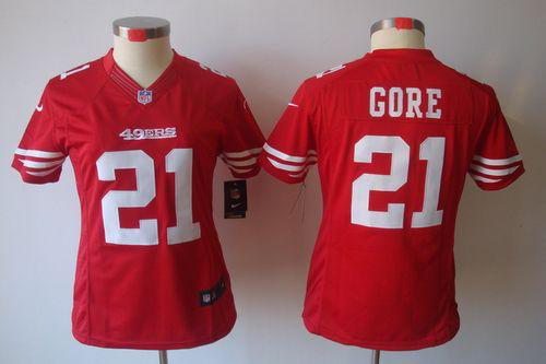 Nike San Francisco 49ers #21 Frank Gore Red Team Color Women's Stitched NFL Limited Jersey