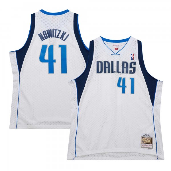 Men's Dallas Mavericks Dirk Nowitzki Mitchell & Ness White 2010/11 Hardwood Classics Swingman Jersey