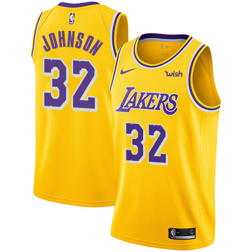 Men's Los Angeles Lakers #32 Magic Johnson Gold Swingman Icon Edition NBA Jersey