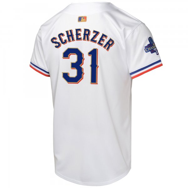 Youth Texas Rangers Max Scherzer Nike White 2024 Gold Collection Limited Player Jersey