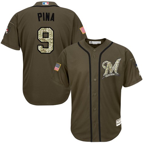 Milwaukee Brewers #9 Manny Pina Green Salute to Service Stitched MLB Jersey